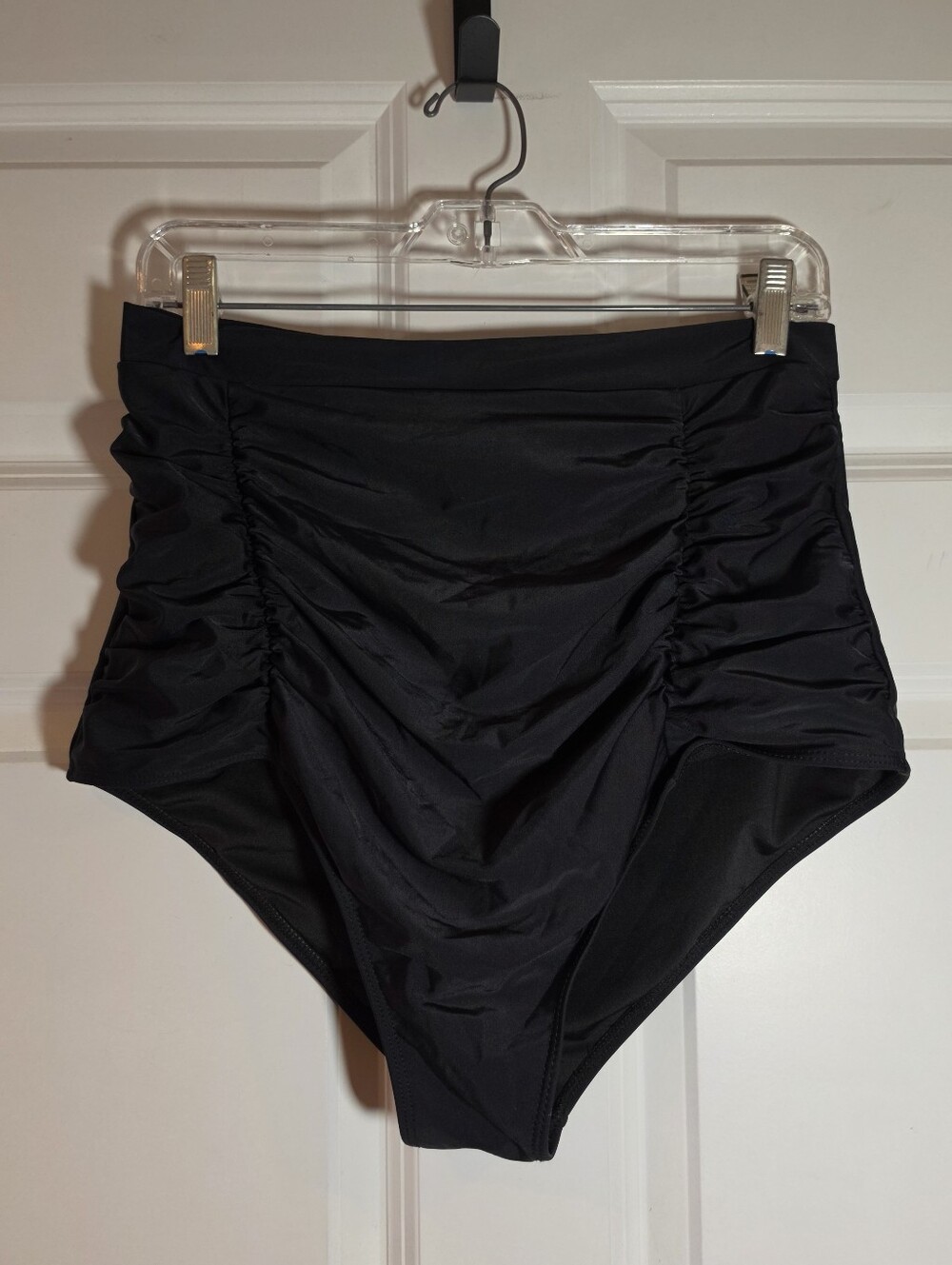 Cocopear High-Waist Ruched Black Swim Bottoms XL